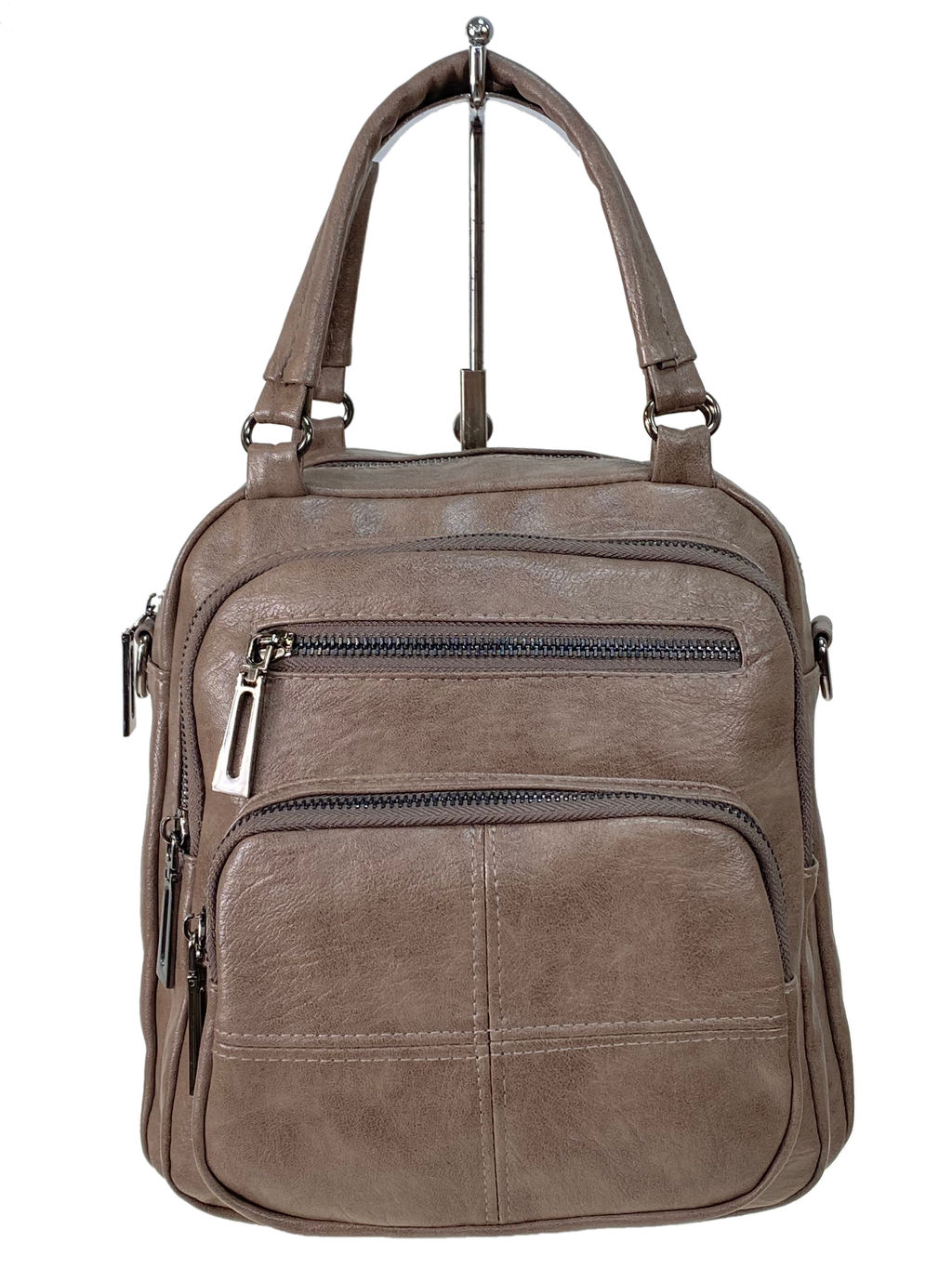 Женская сумка-рюкзак трансформер из искусственной кожи, цвет хаки - Greta фото 2