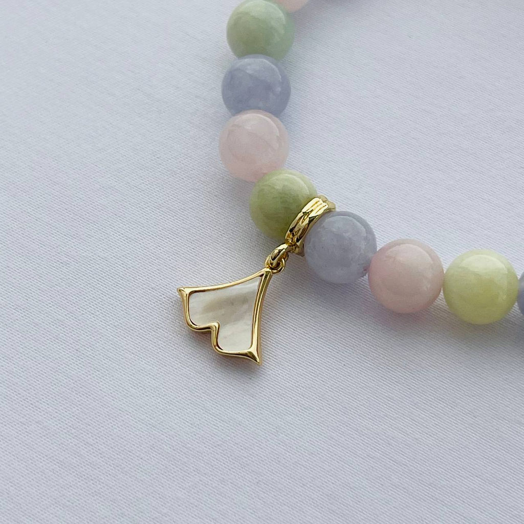 Браслет из Берилла микс, Розового кварца и тон. Кварца с подвеской 16,5 см - Радуга самоцветов фото 2