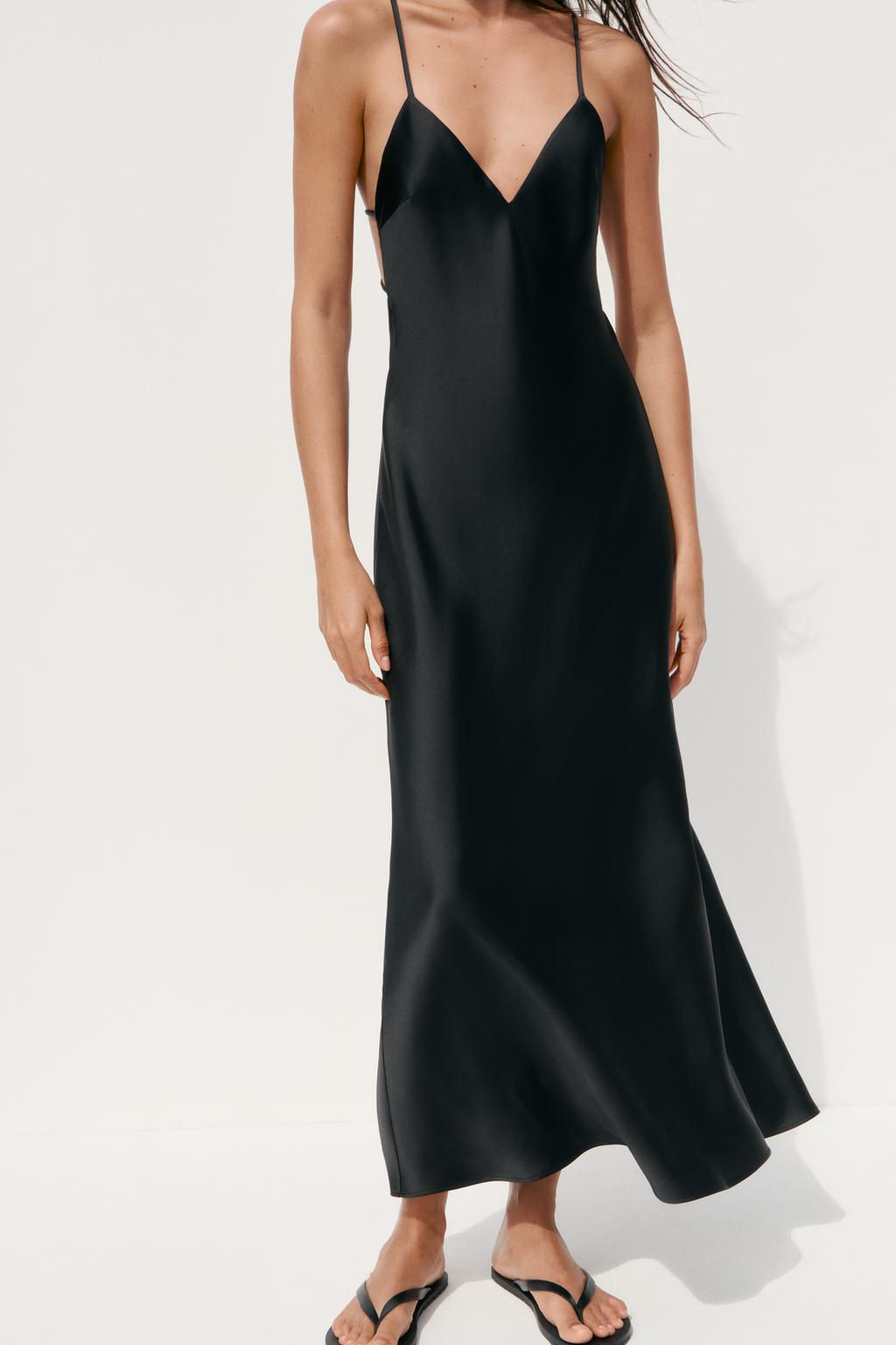 SATIN MIDI DRESS WITH STRAPS ON THE BACK - Zara фото 2