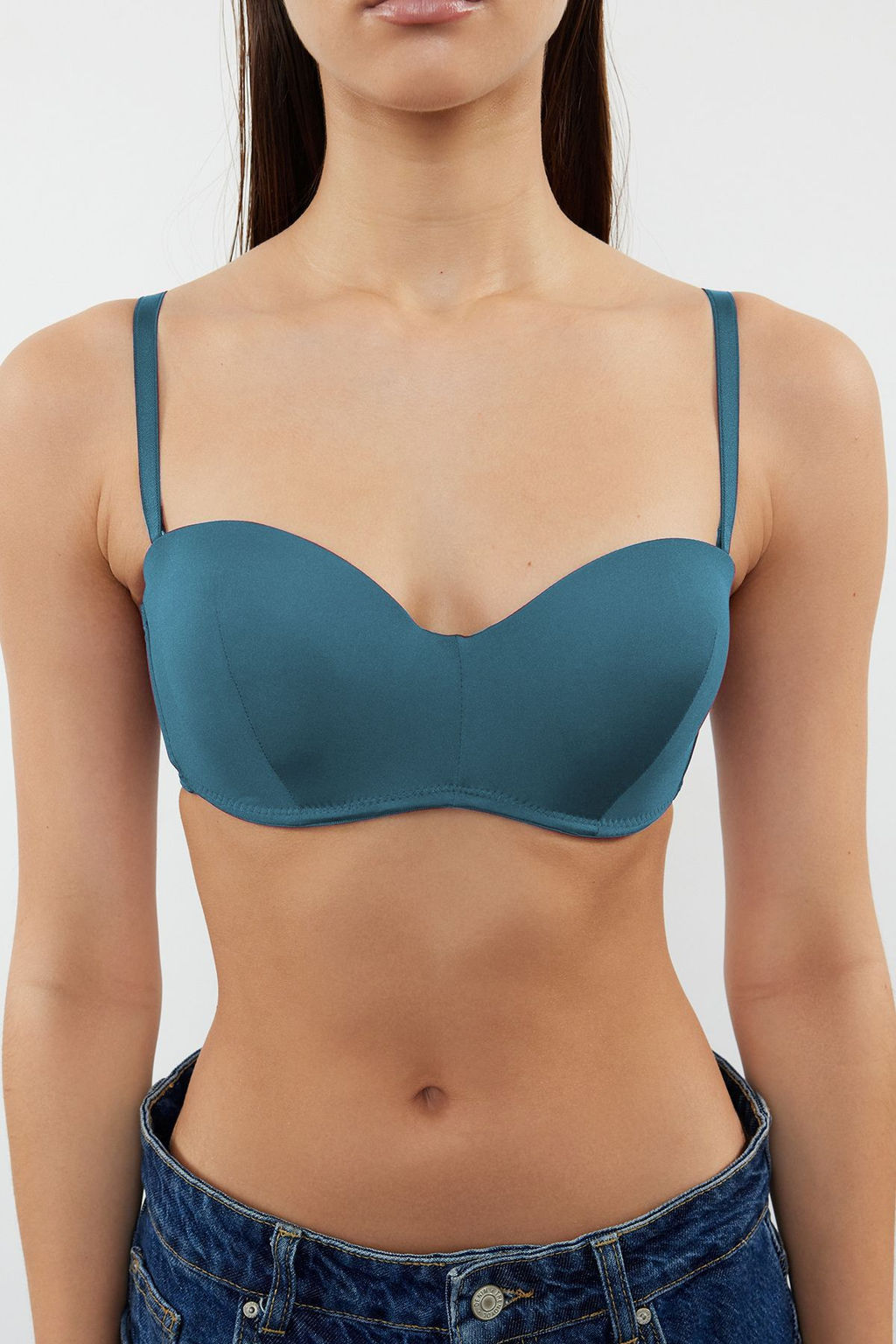 TRENDYOLMILLA Ten Dolgulu/Push-Up Butun Kap C?kar?labilir Ip Ask?l? Straplez Orme Sutyen THMAW21SU0059  фото 30