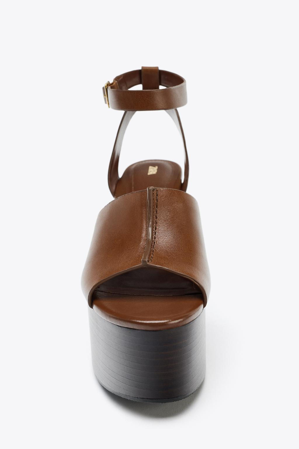 LEATHER WEDGE WITH STRAP - Zara фото 5