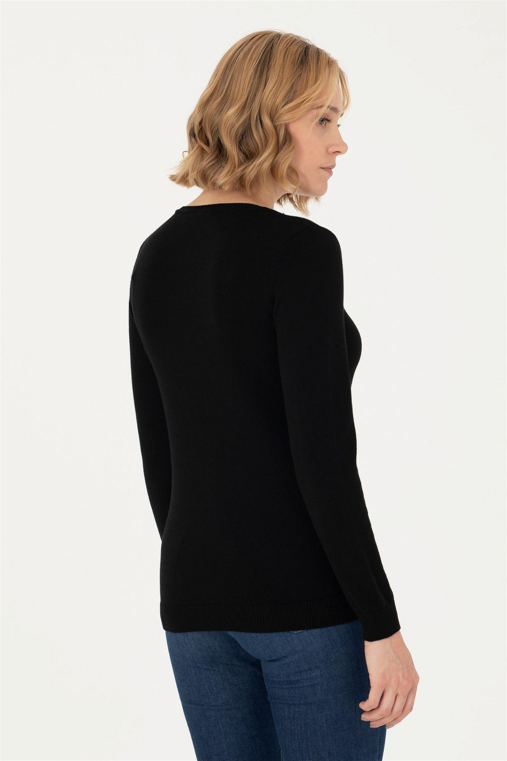 Женский черный базовый свитер с v-образным вырезом Неожиданная скидка в корзине - U.s. polo assn фото 5