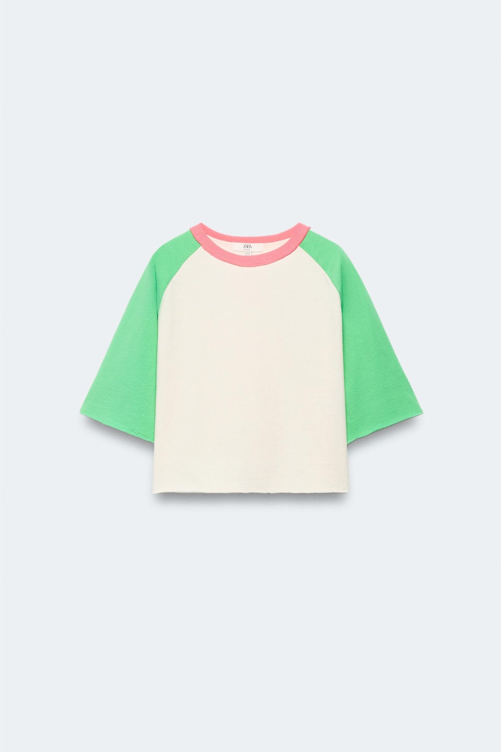2-14 A?OS/ CAMISETA MANGA RANGL?N CONTRASTE LIMITED EDITION / Verde - Zara фото 4