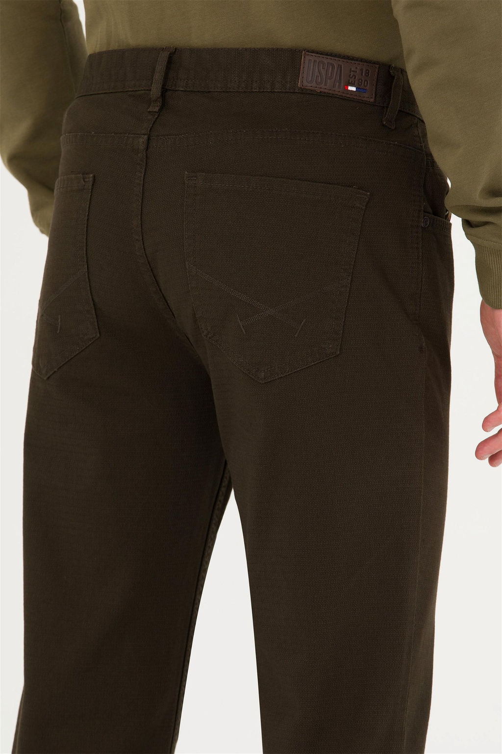 Мужские брюки из плотной ткани темного цвета хаки - U.s. polo assn фото 6
