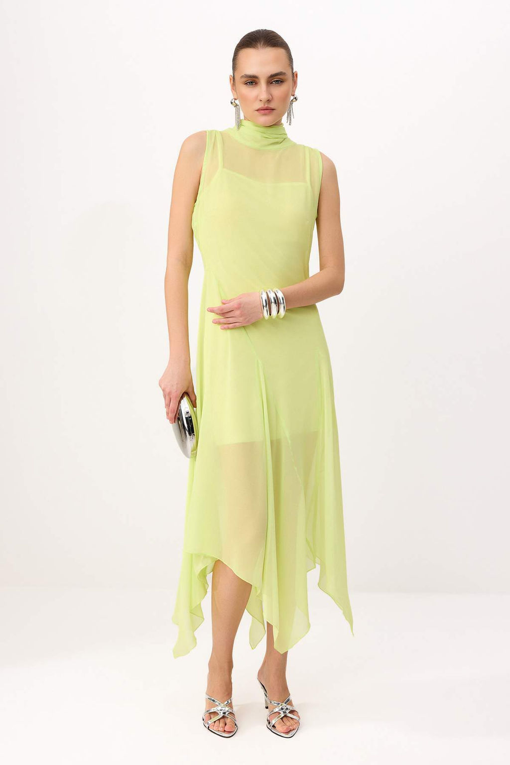 Lime Sifon Astarl? Dokuma Asimetrik Midi Elbise TPRSS26EL00124 - Trendyolmilla фото 2