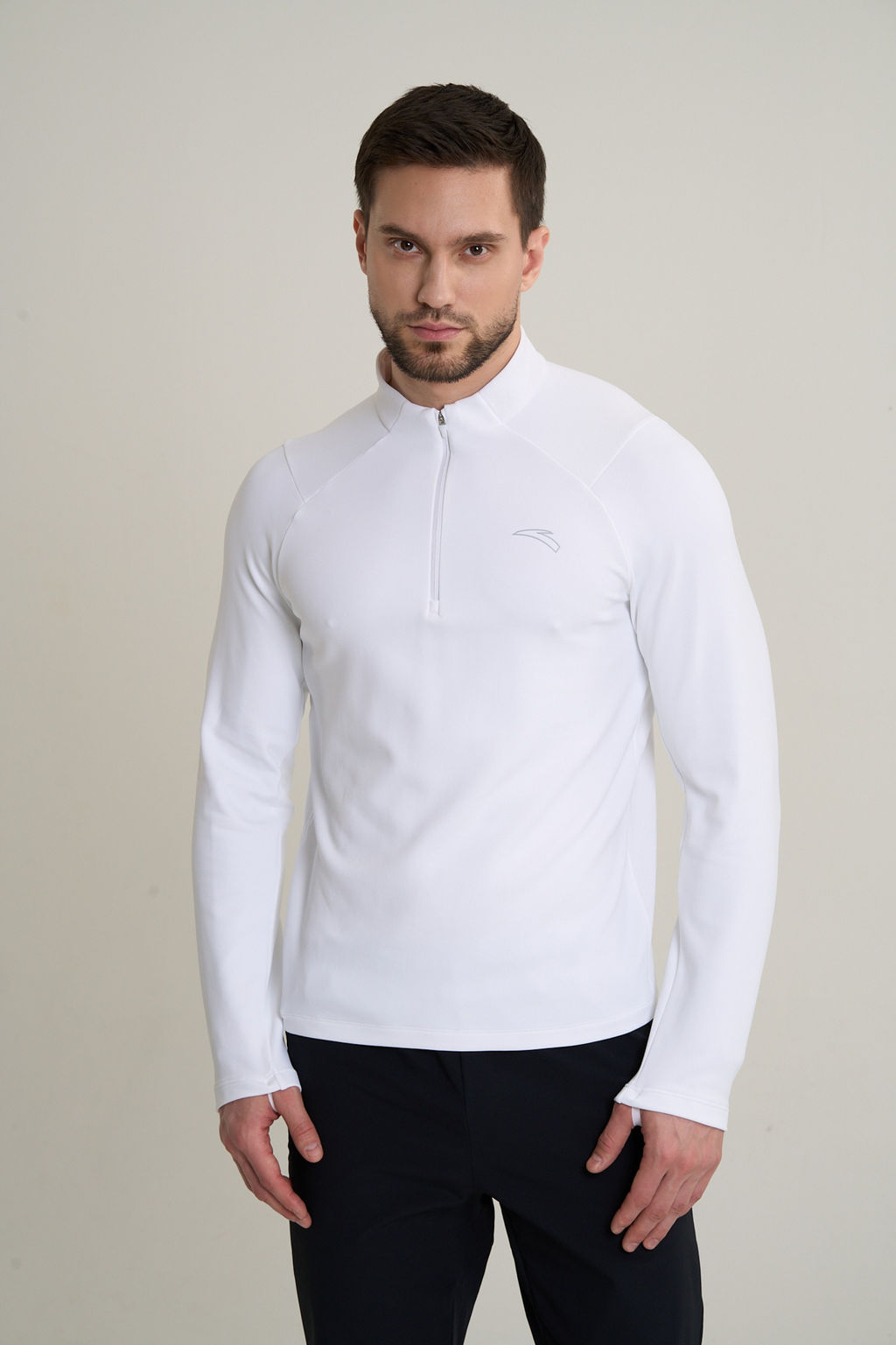 Лонгслив half-zip утепленный Белый ANTA RUNNING LS Tee