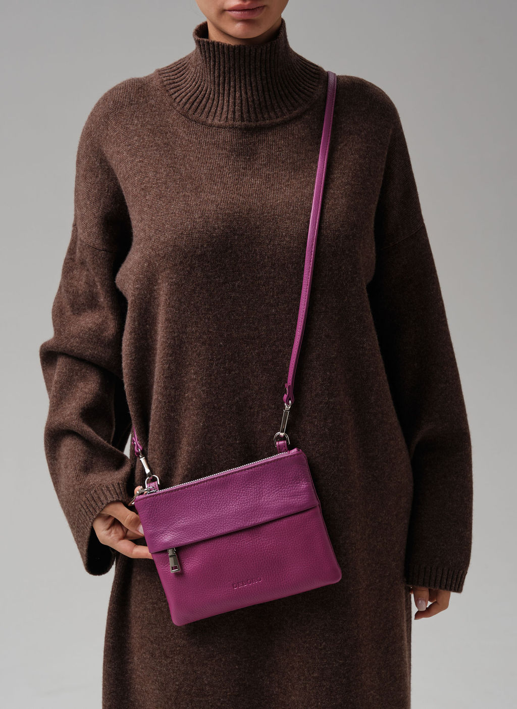 Кожаная сумка Deboro 3017 фиолетовый флокс