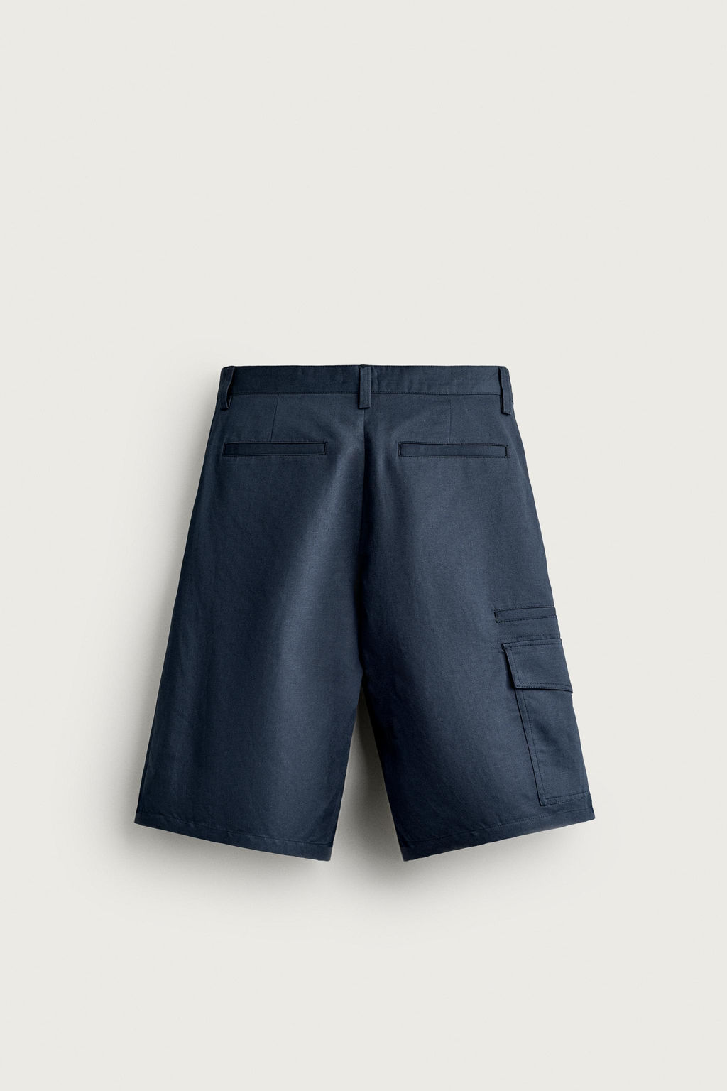 BERMUDA CARGO RELAXED FIT ALGOD?N - LINO / Azul / Marino - Zara фото 8