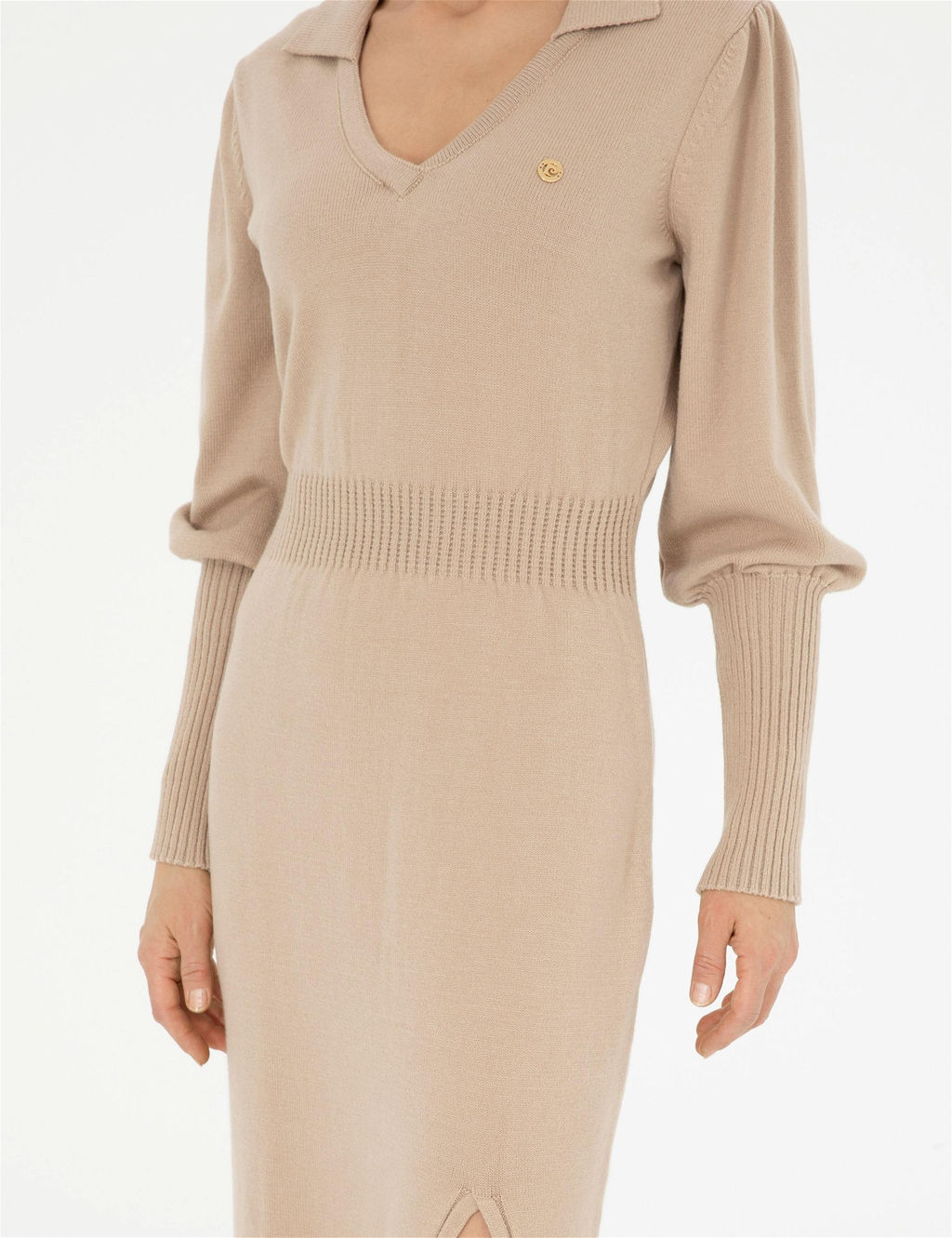 Krem Regular Fit Triko Elbise - Pierre cardin фото 6
