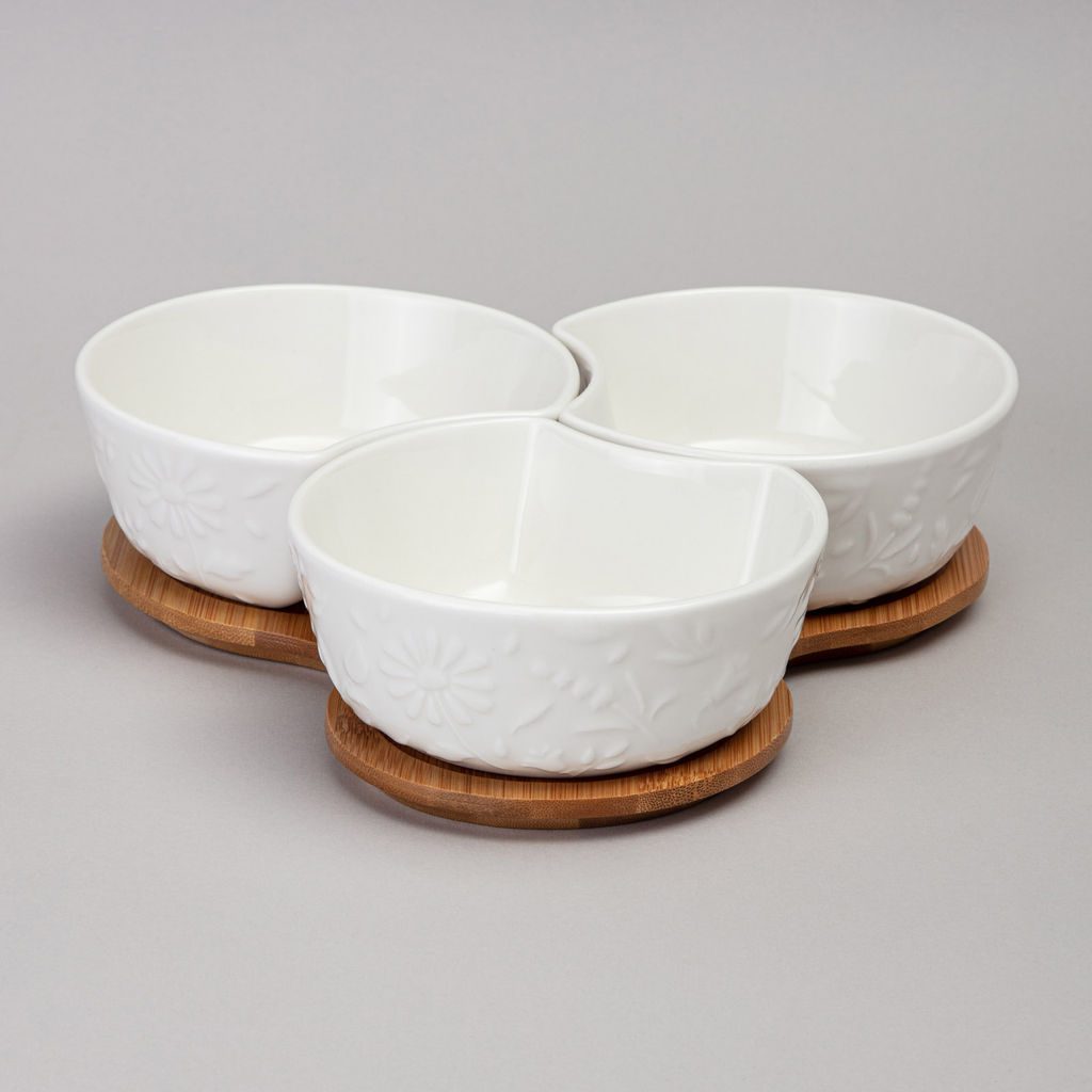 МЕНАЖНИЦА 3 СЕКЦИИ LEFARD FLOWERS STORY НА ДЕРЕВ. ПОДСТАВКЕ 22*22*6 СМ 250 МЛ  фото 3