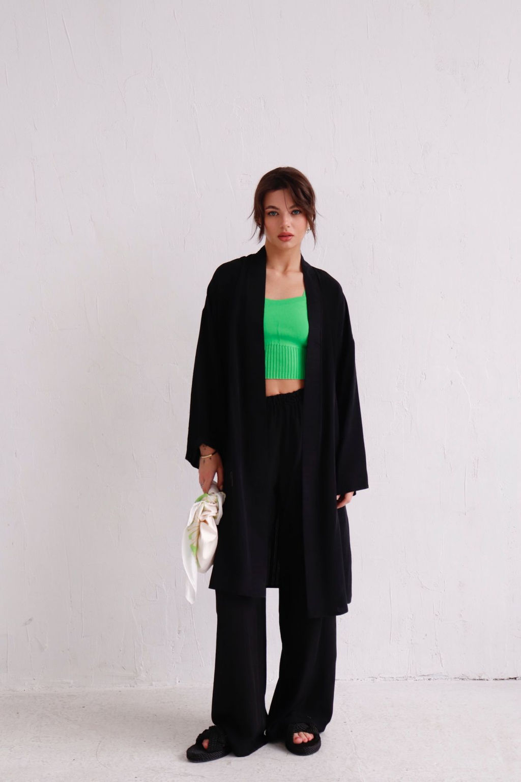 9536 Костюм из кимоно и брюк-палаццо чёрный - Martichelli фото 4