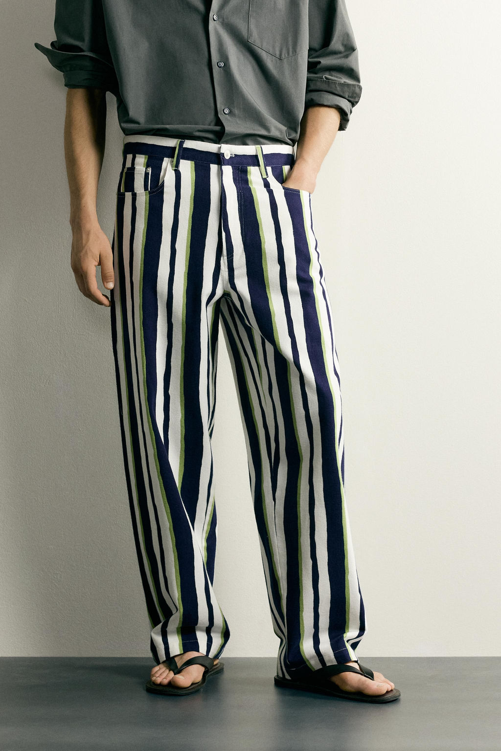 PANTAL?N STRAIGHT FIT RAYAS / Marino - Zara фото 2