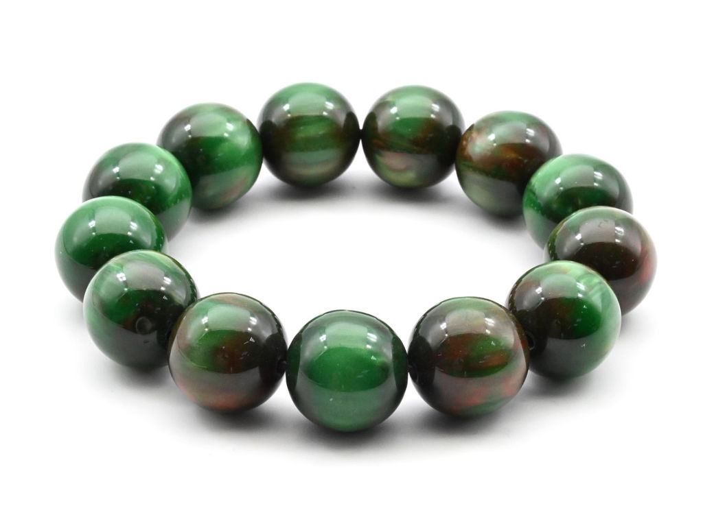 Браслет из полимера шарик 18мм цв.зеленый