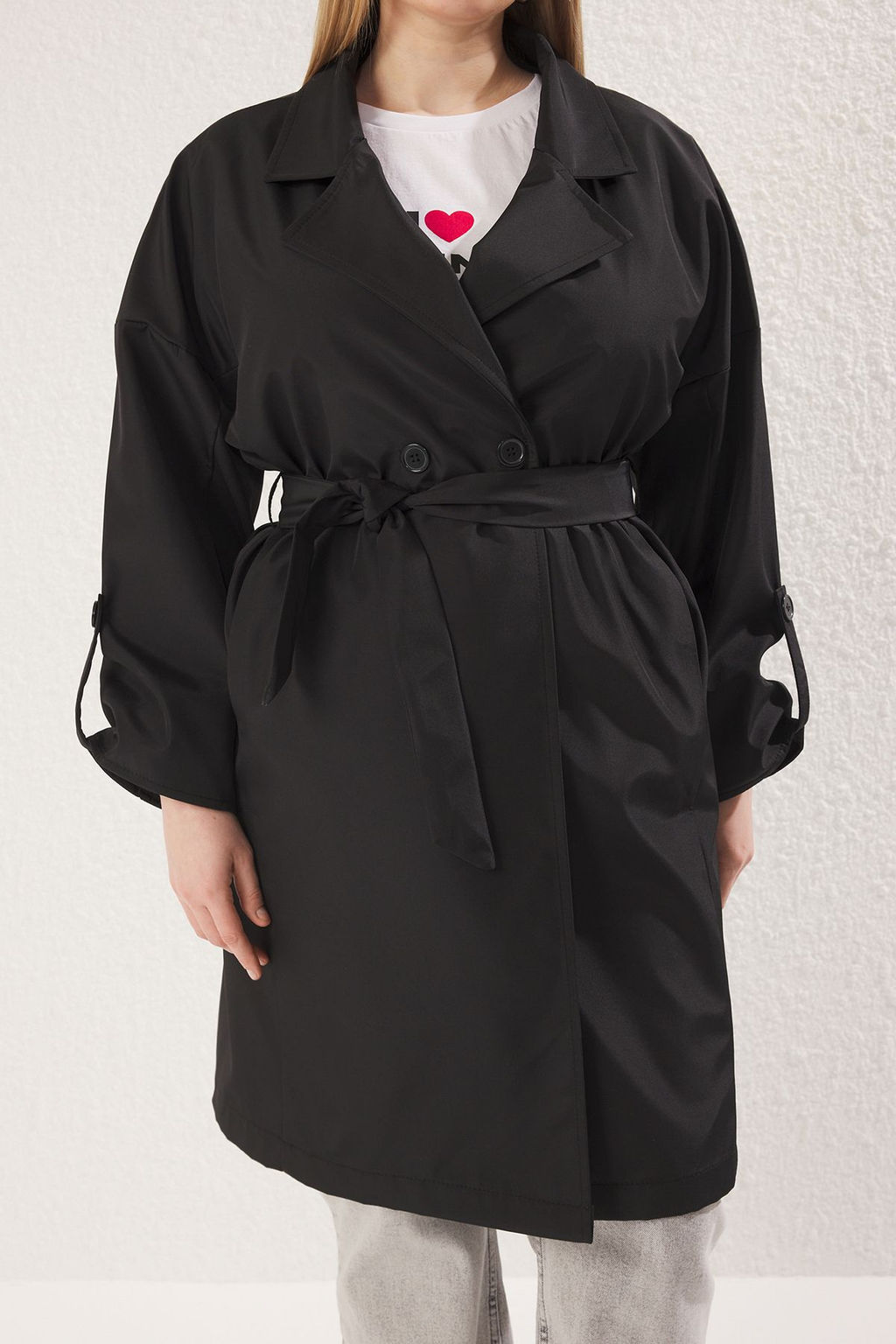 Trendyolmilla Bej Oversize Kusakl? Su Itici Uzun Trenckot TWOAW24TR00019  фото 32