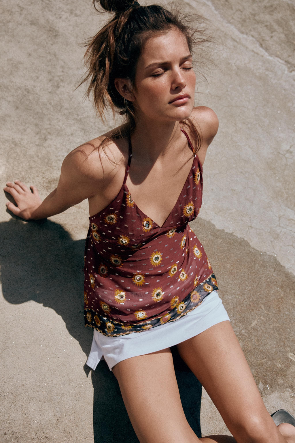 TOP HALTER GEORGETTE ESTAMPADO ABALORIOS / Granate - Zara фото 4