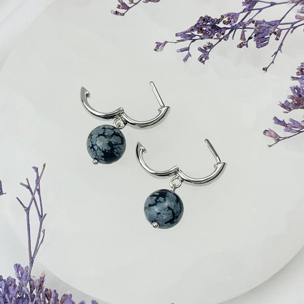Серьги из снежного Обсидиана