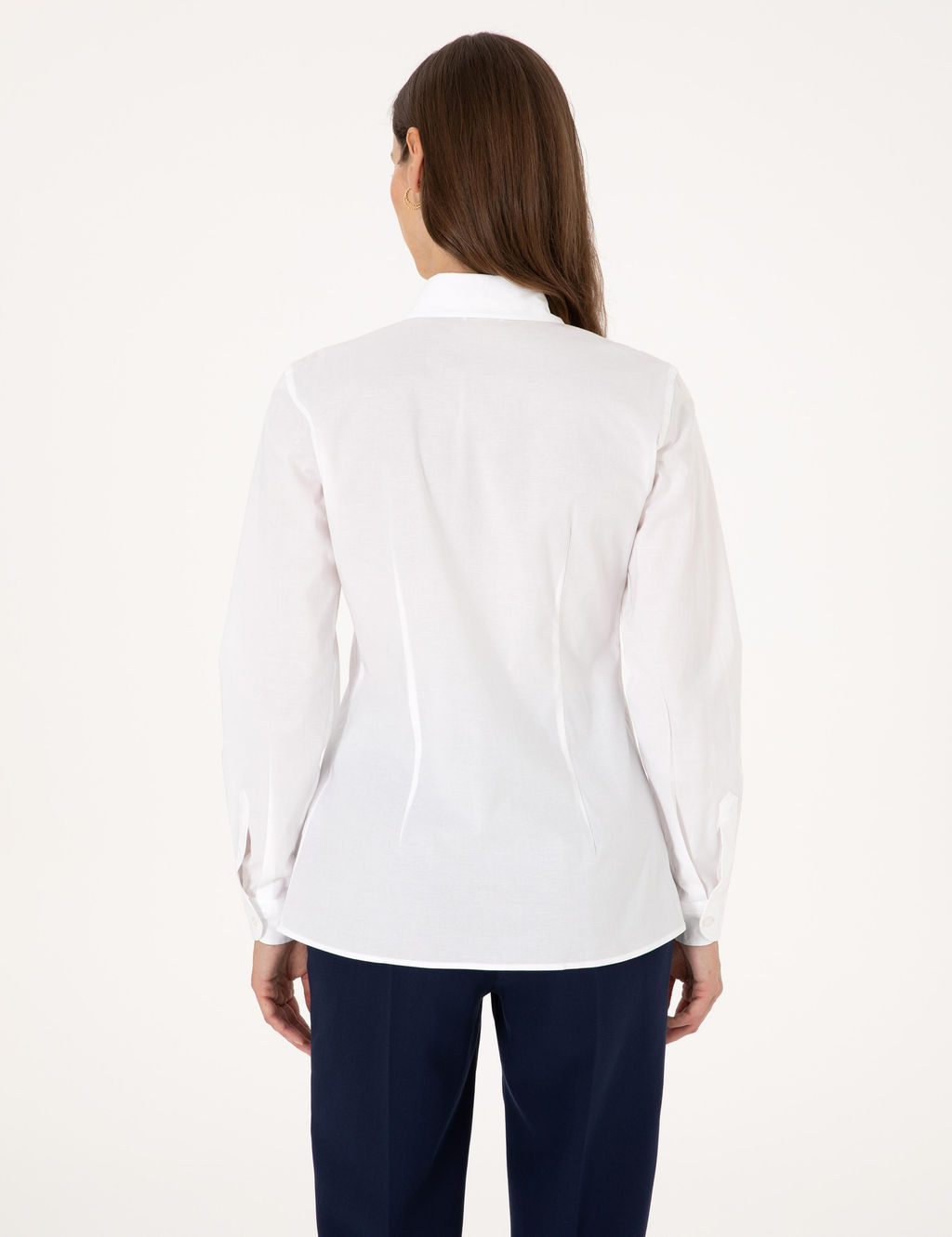 Beyaz Slim Fit Uzun Kollu G_mlek