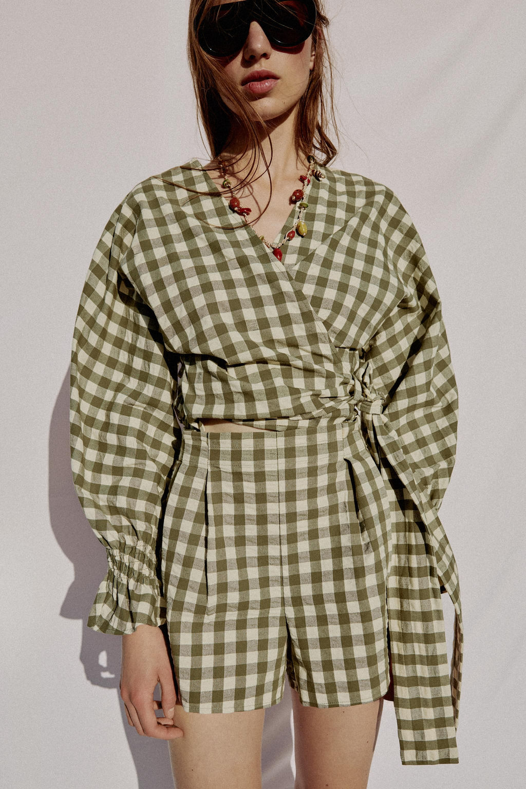 SHORTS CUADRO VICHY / Verde medio - Zara фото 2