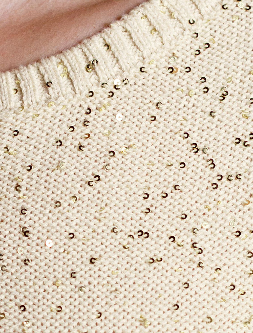 Джемпер с цельнокроенным коротким рукавом из хлопковой пряжи с пайетками - Vilatte фото 5