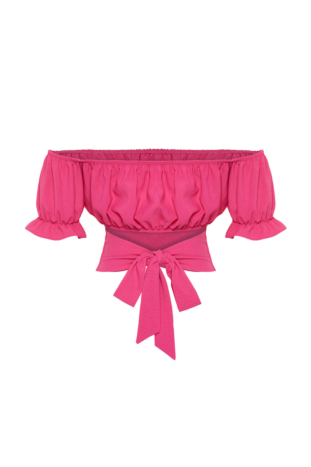 Pembe Baglama Detayl? Carmen Yaka Dokuma Bluz TWOSS21BZ0797