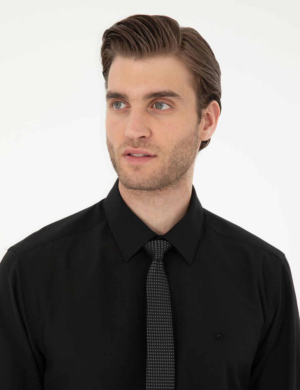 Siyah Slim Fit Uzun Kollu Basic G_mlek