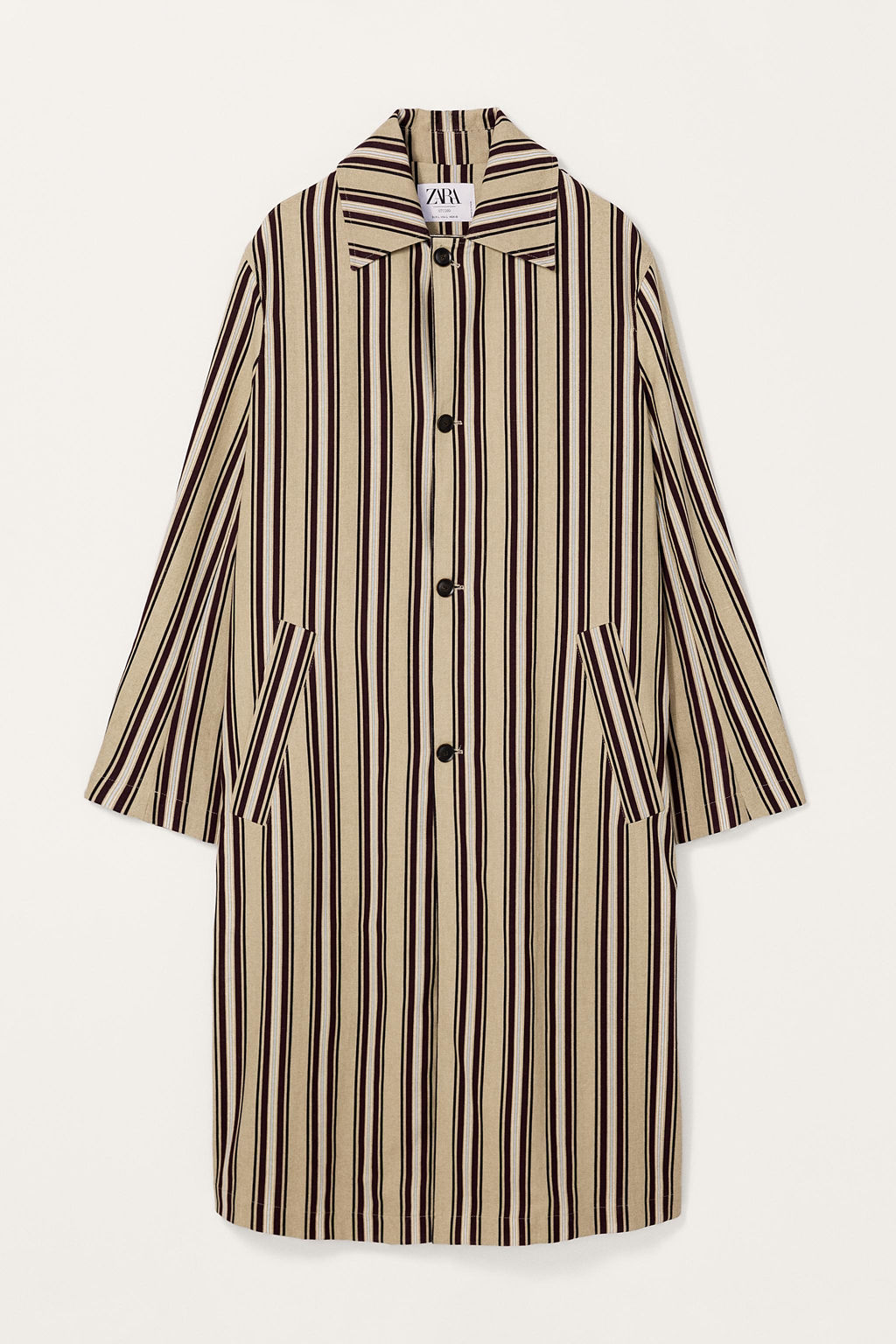 LIMITED EDITION STRIPED COTTON/LINEN TRENCH COAT - Zara фото 3