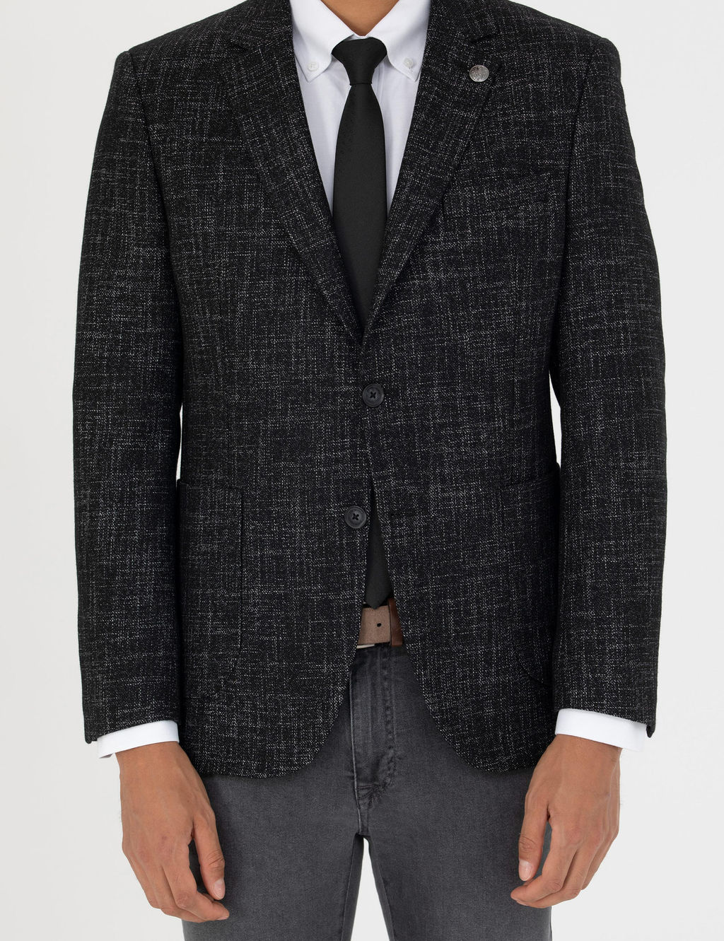 Siyah Ekstra Slim Fit Y_n Kar___ml_ Blazer Ceket