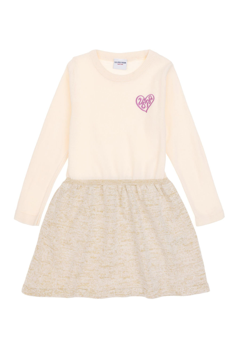 K_z _ocuk Krem Melanj Triko Elbise - U.s. polo assn фото 3