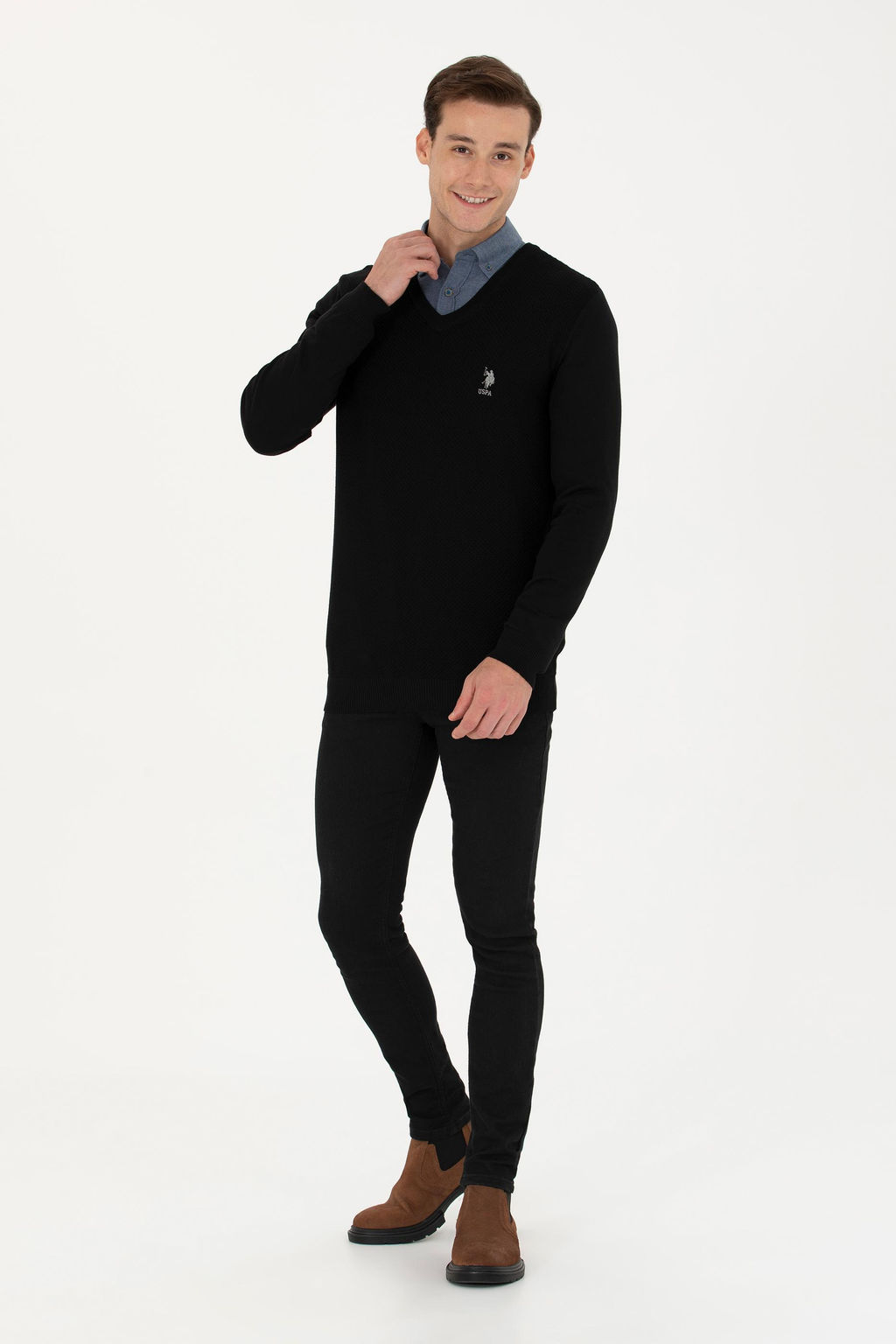 Мужской черный базовый свитер - U.s. polo assn фото 18