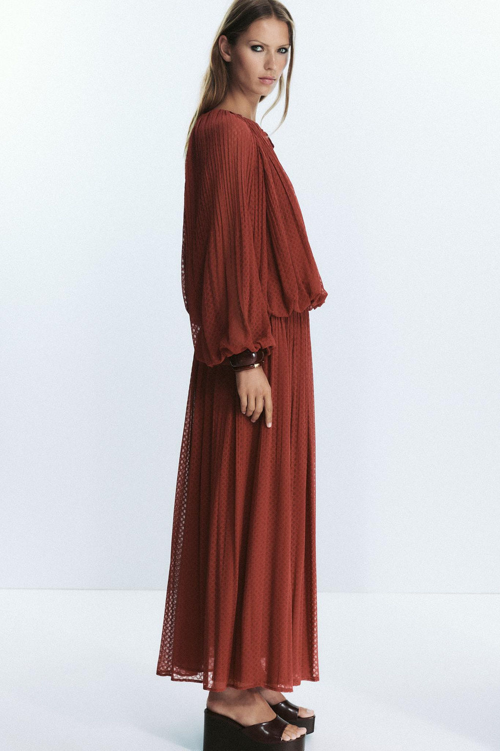 BELTED PLEATED MIDI SKIRT - Zara фото 4