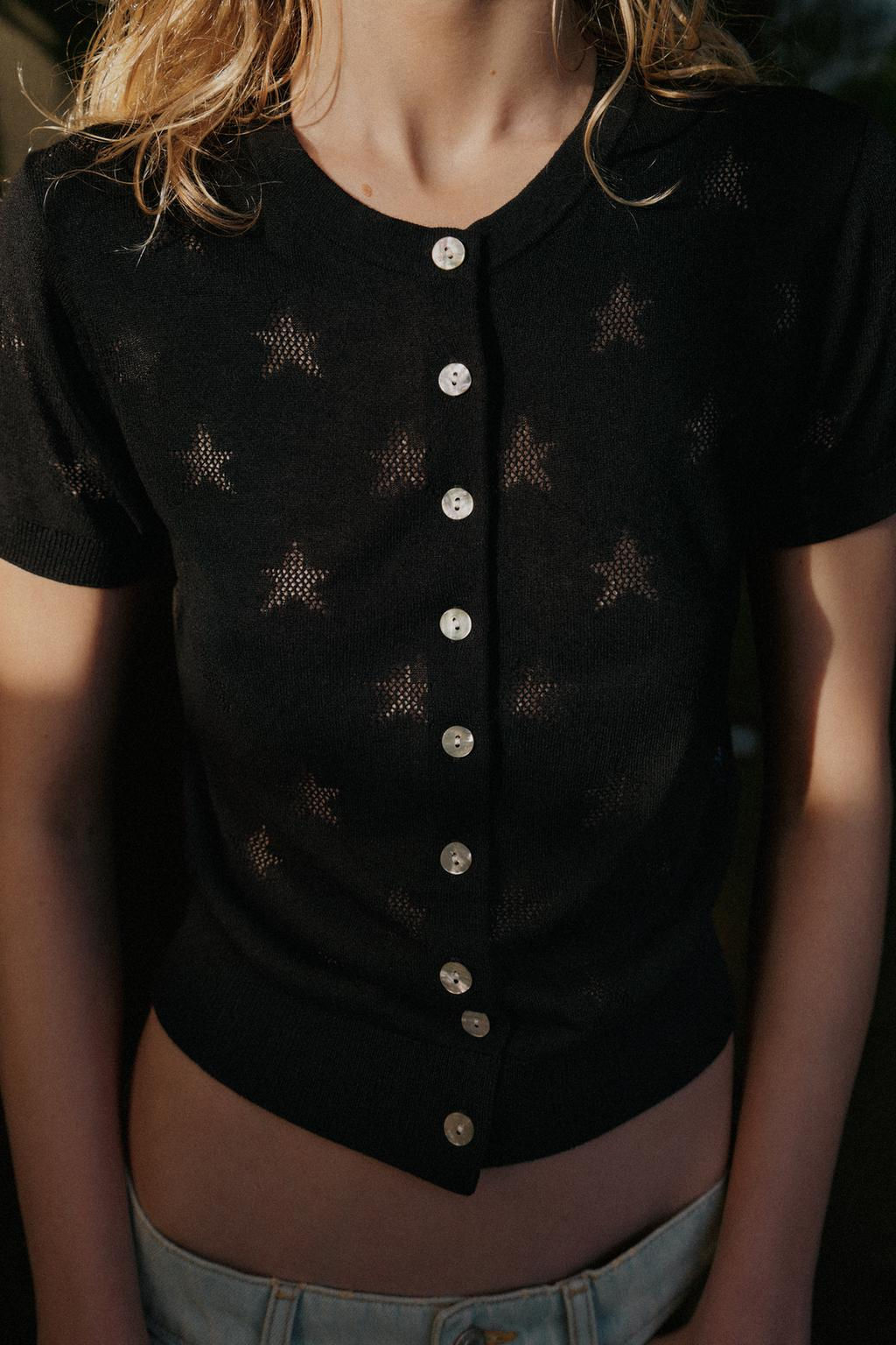 CHAQUETA PUNTO MANGA CORTA ESTRELLAS / Negro - Zara фото 11