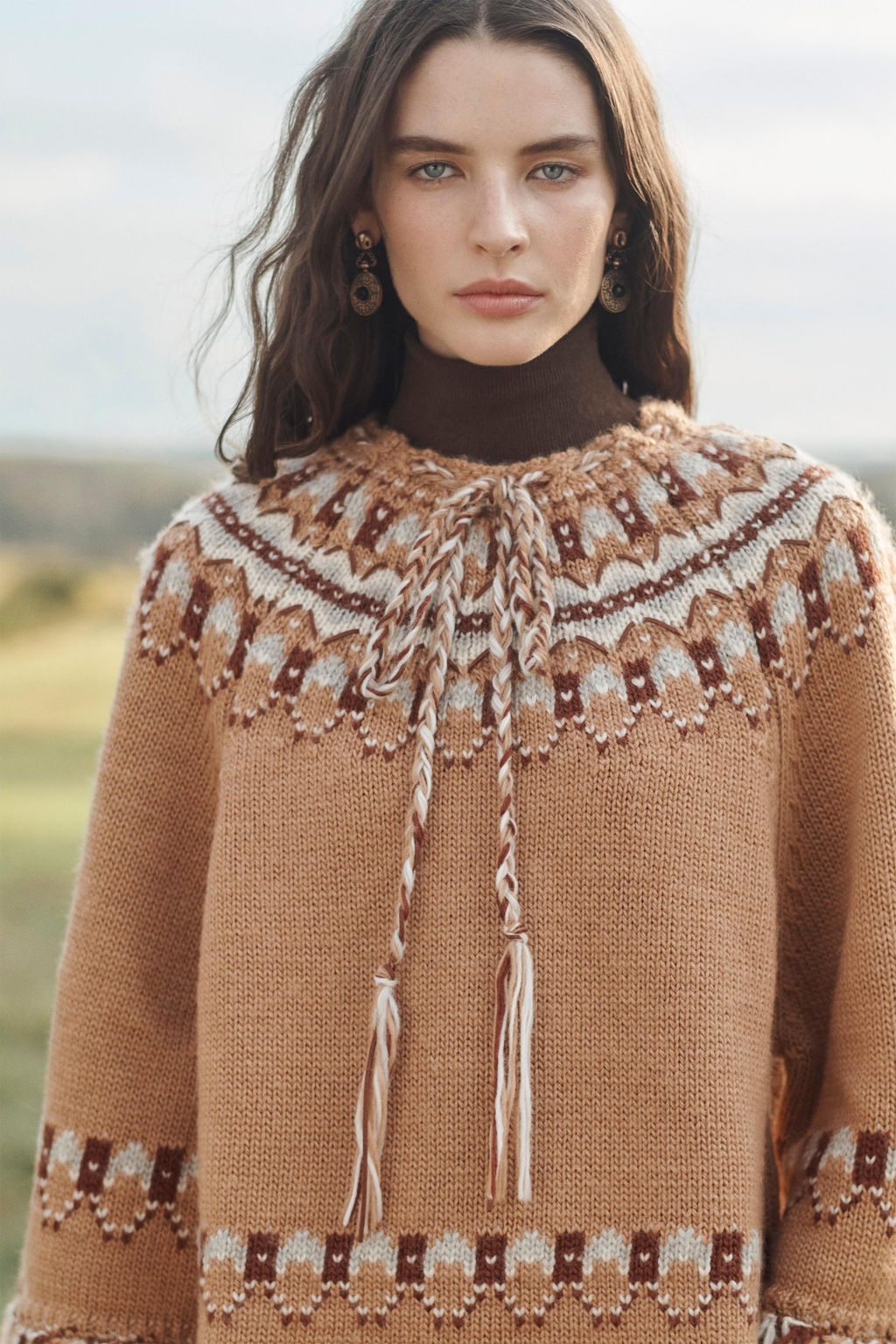 LIMITED EDITION 100% WOOL JACQUARD KNIT PONCHO - Zara фото 2