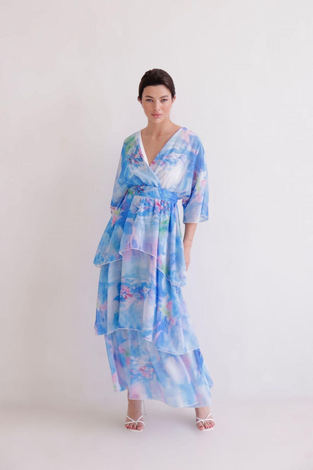 Martichelli Платье голубое с принтом воздушное