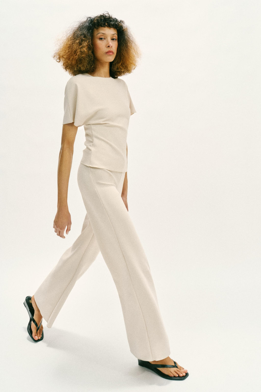 PANTAL?N ANCHO STRETCH / Crudo - Zara фото 3