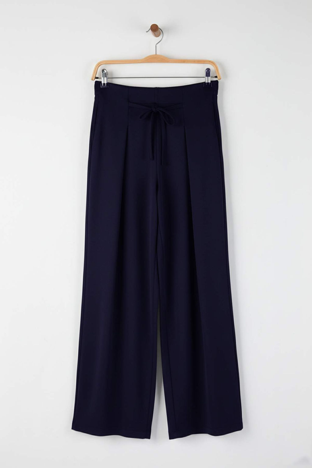 Lacivert Wide Leg umusak Kumasl? Pilili Esnek Orme Pantolon TWOAW26PL00138
