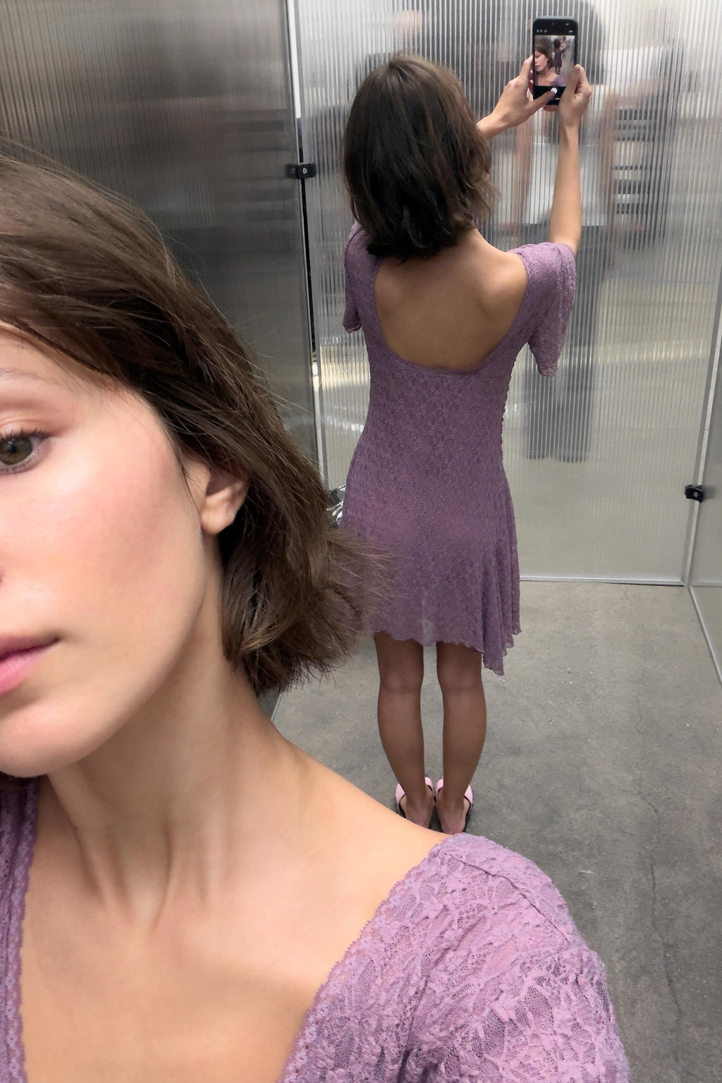 VESTIDO ENCAJE FRUNCES / Lila - Zara фото 4