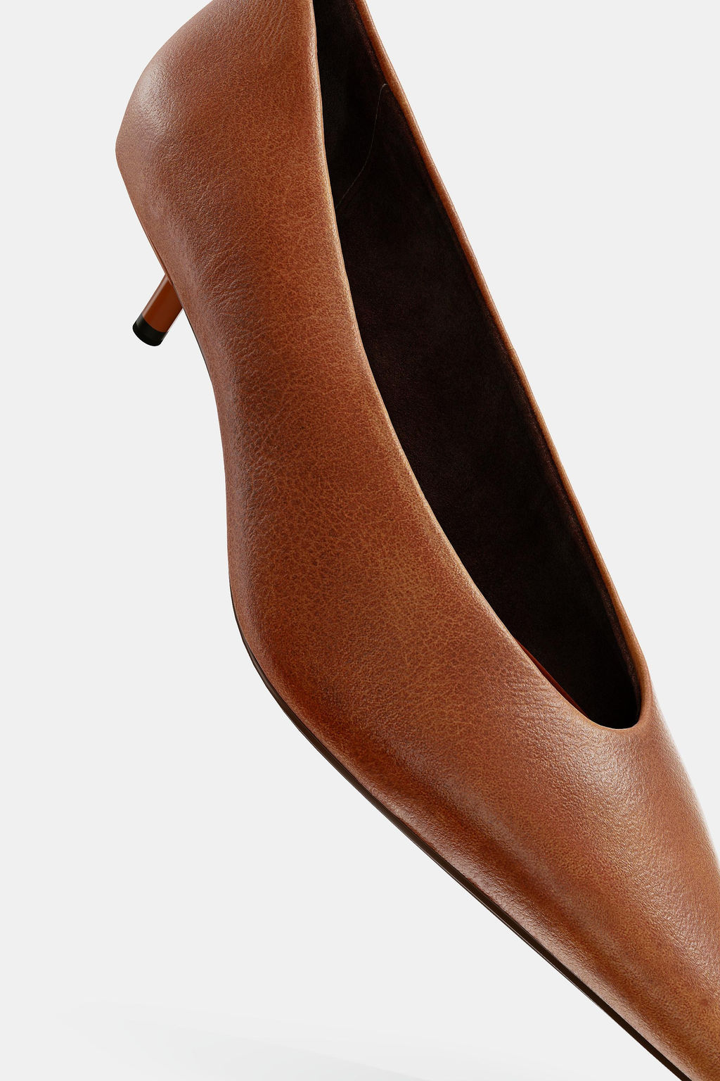 LEATHER KITTEN HEEL SHOES - Zara фото 6