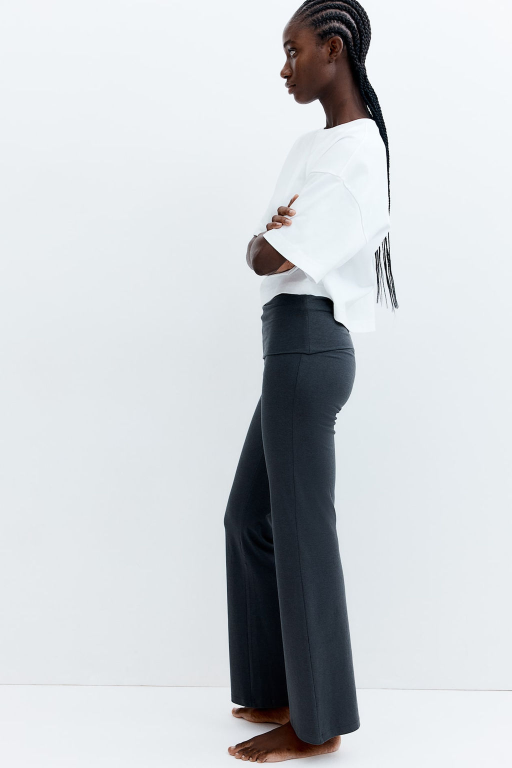 Pantalon acampanado de punto - H&m фото 5