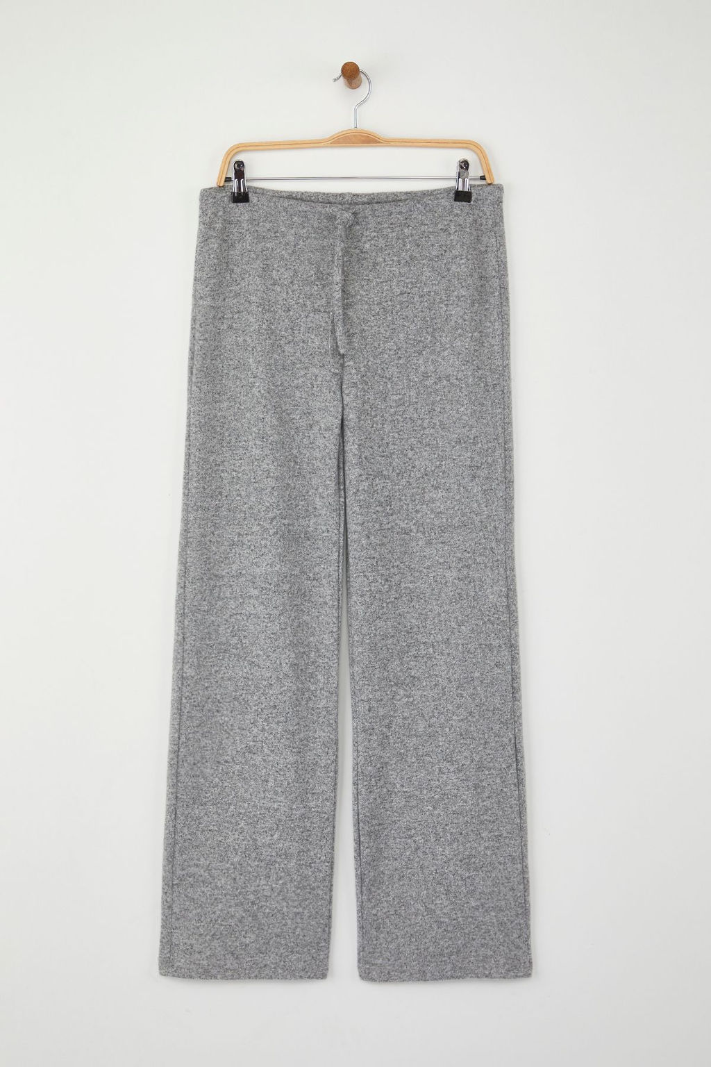 Antrasit Yumos Wide Leg/Genis Paca Baglama Detayl? Esnek Orme Pantolon TWOAW26PL00025