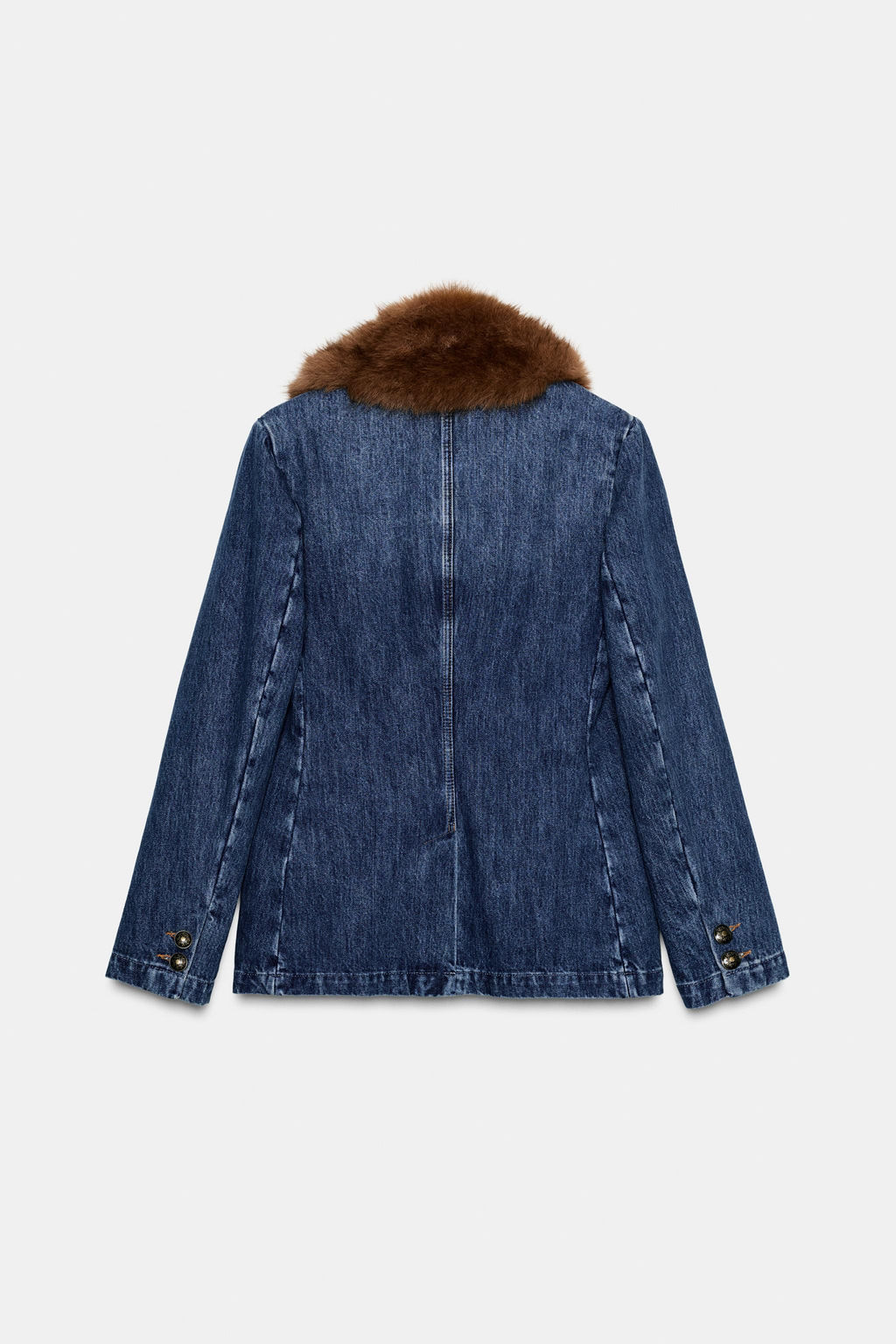 DENIM BLAZER WITH FAUX FUR COLLAR ZW COLLECTION