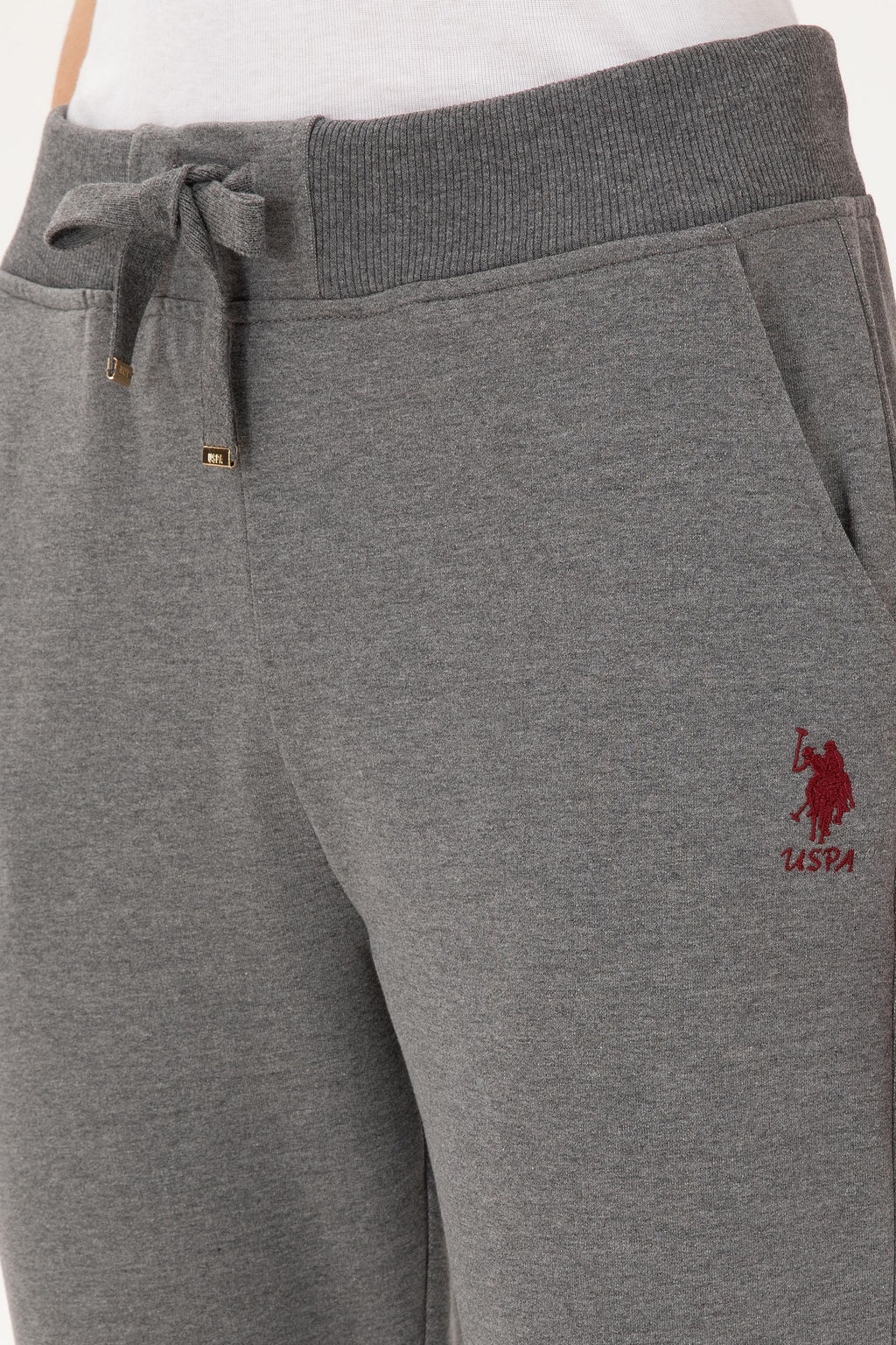 Спортивные штаны женские U.S. Polo Assn. G082SZ0OP хлопок с эластаном антрацитовый меланж фото 5