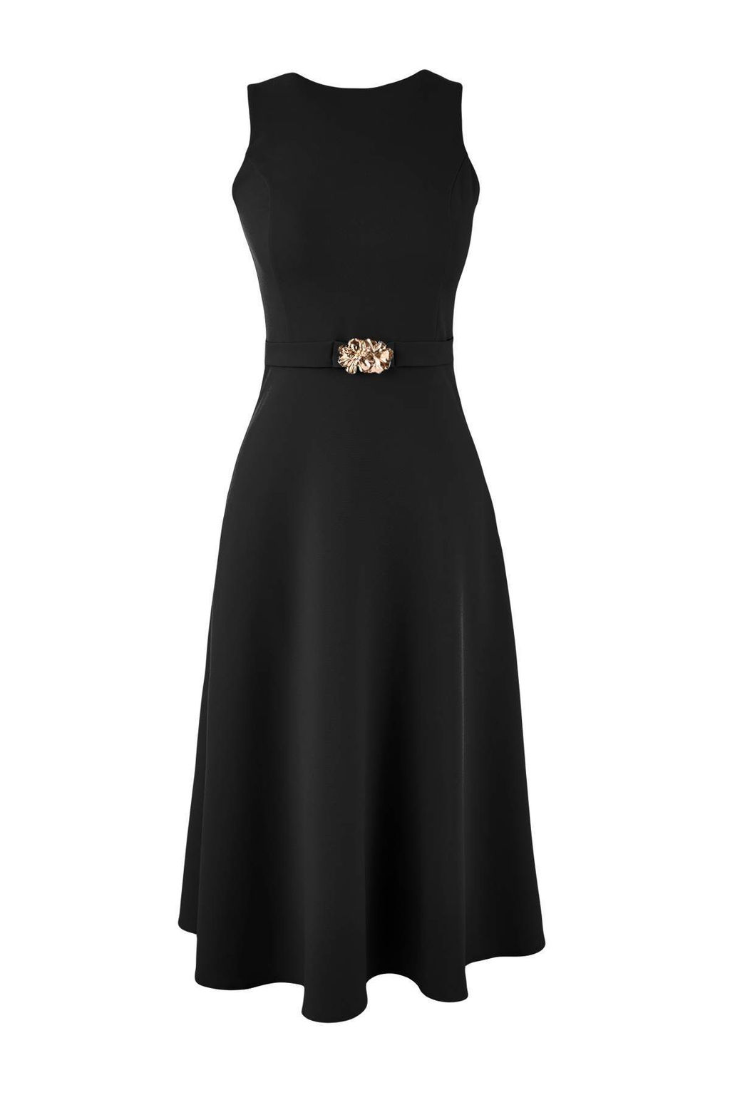 Siyah Kemerli Midi Dokuma Elbise TWOSS26EL00134