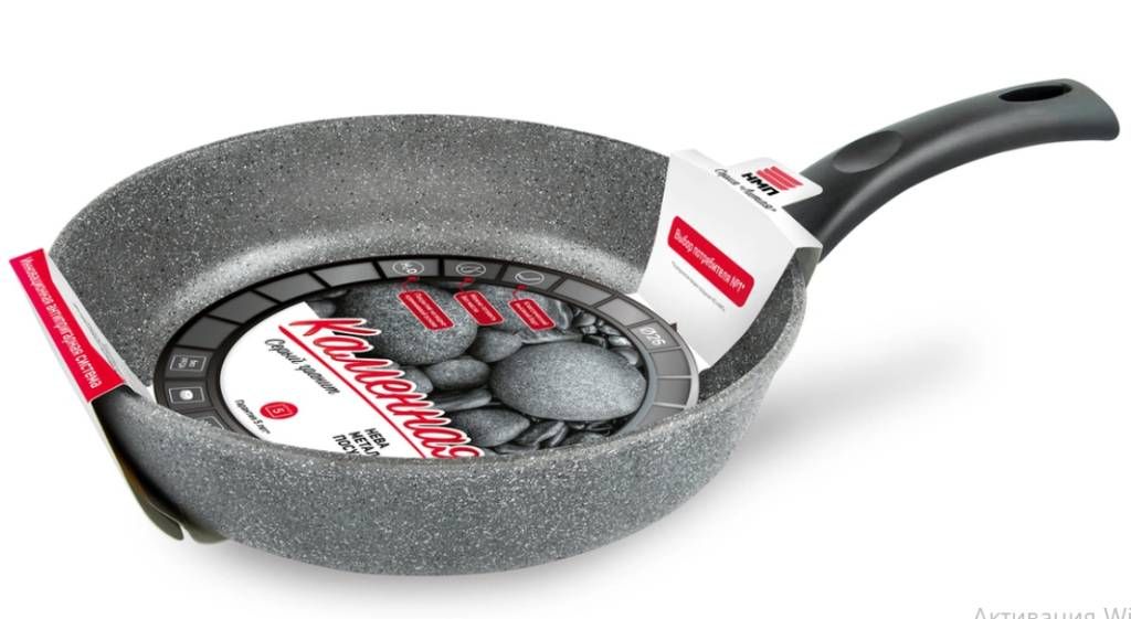 Сковорода Каменная Серый гранит несъемная ручка, 26 см - Нева металл посуда фото 2