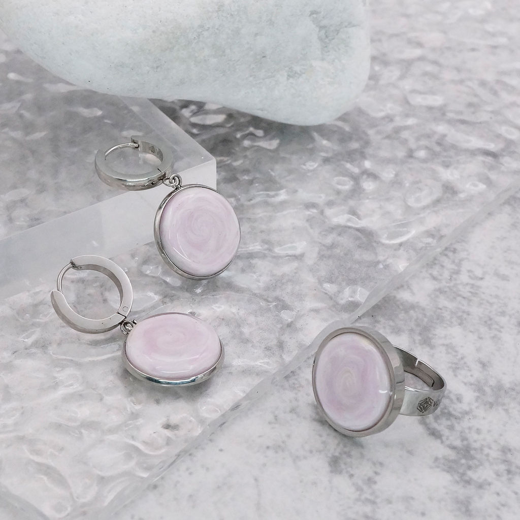Серьги из муранского стекла PINK CLOUD LS3521 - Vloes фото 4