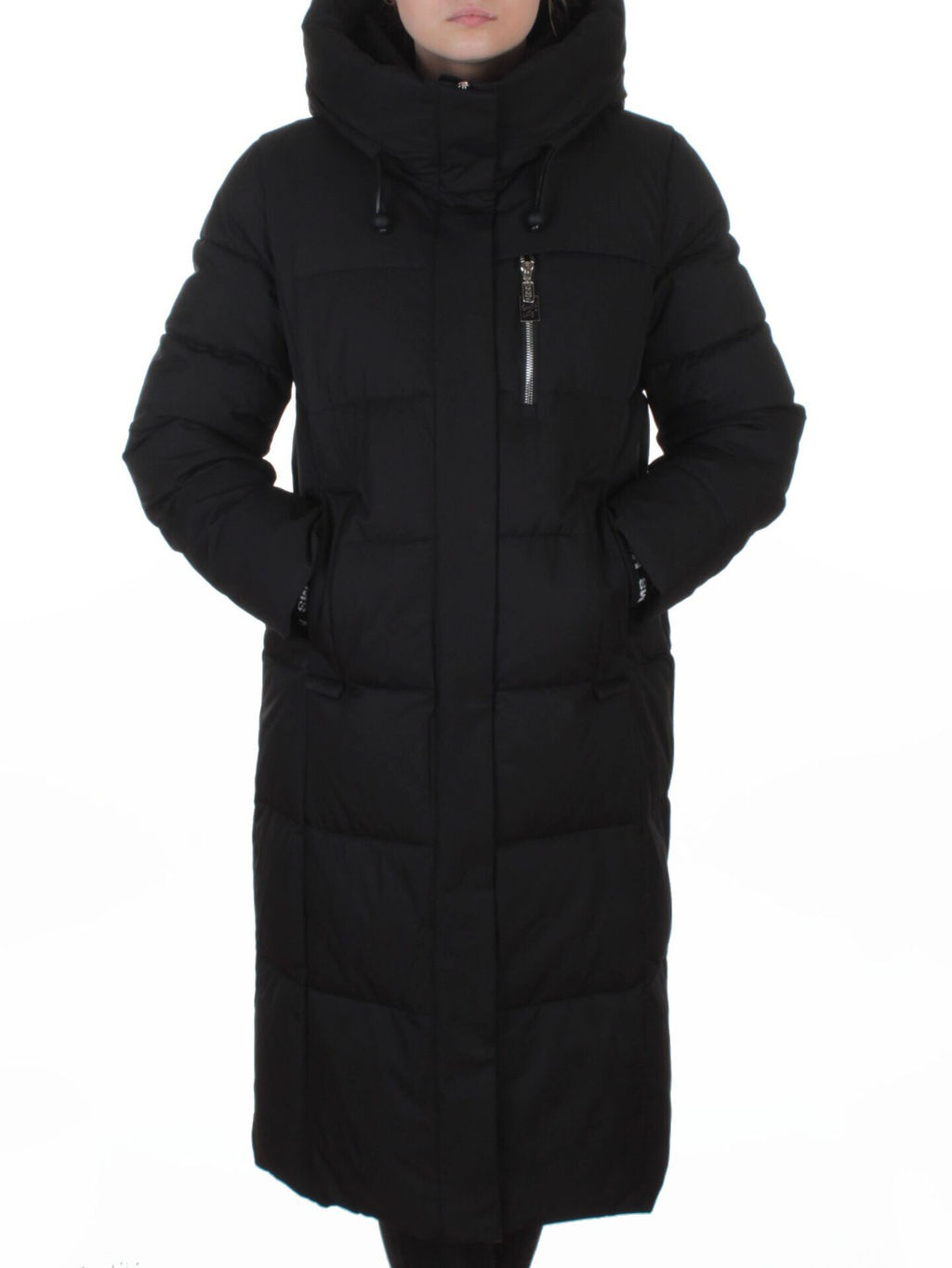 8321 BLACK Пальто зимнее женское (200 гр. холлофайбер)