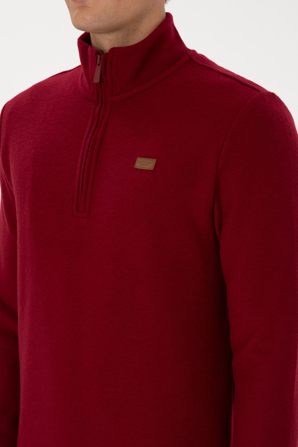 Erkek Regular Fit Yar_m Fermuarl_ Bordo Basic Sweatshirt - U.s. polo assn фото 7