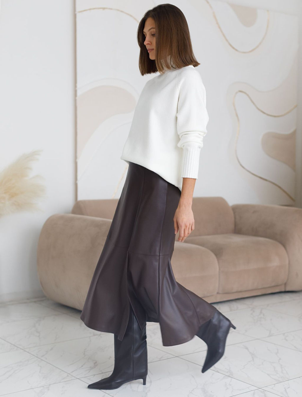 Расклешенная юбка из искусственной кожи - Vilatte фото 4