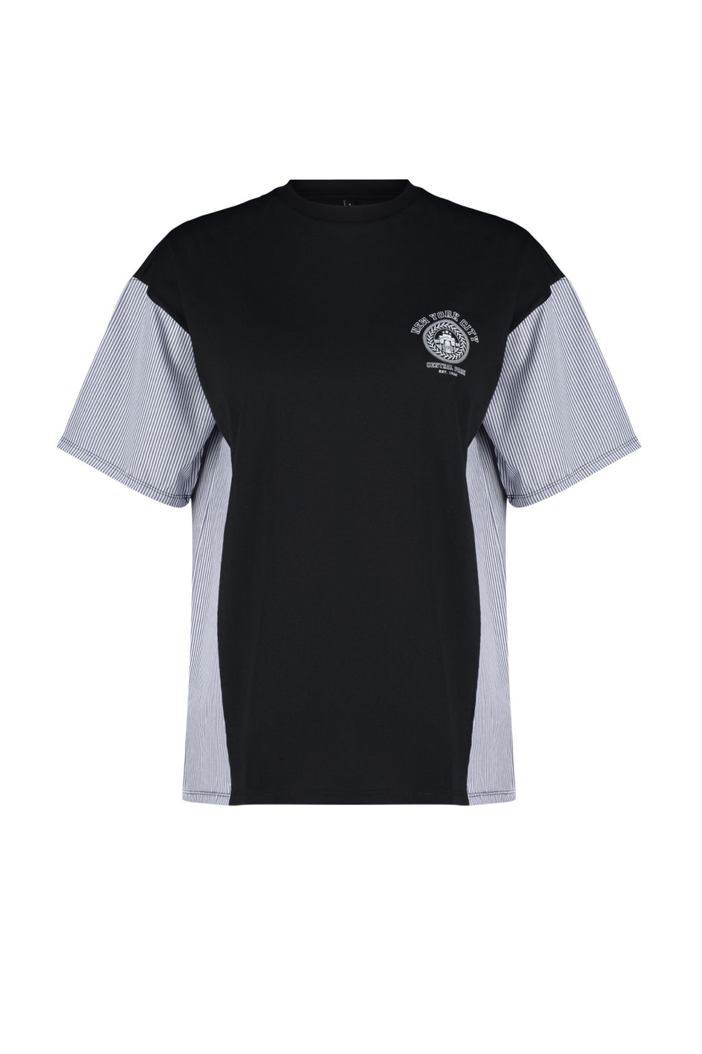 TRENDYOLMILLA Siyah Oversize/Genis Kal?p Poplin Detayl? Bask?l? Orme T-Shirt TWOSS24TS00005 фото 7