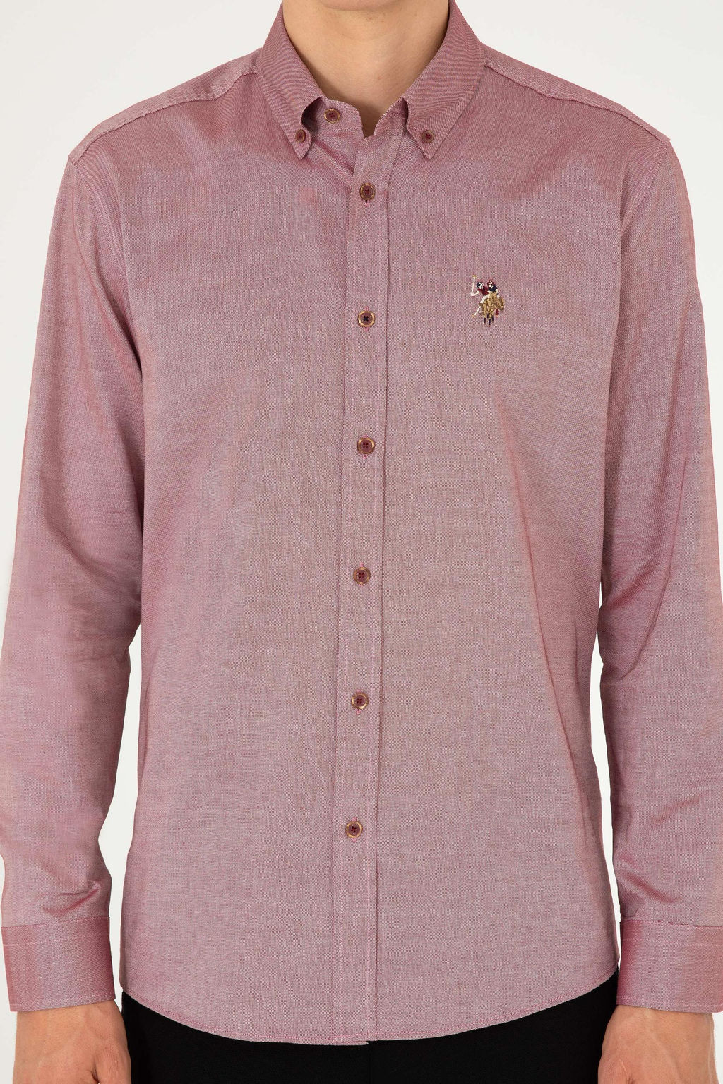 Мужская бордово-красная базовая рубашка с длинным рукавом Неожиданная скидка в корзине - U.s. polo assn фото 6