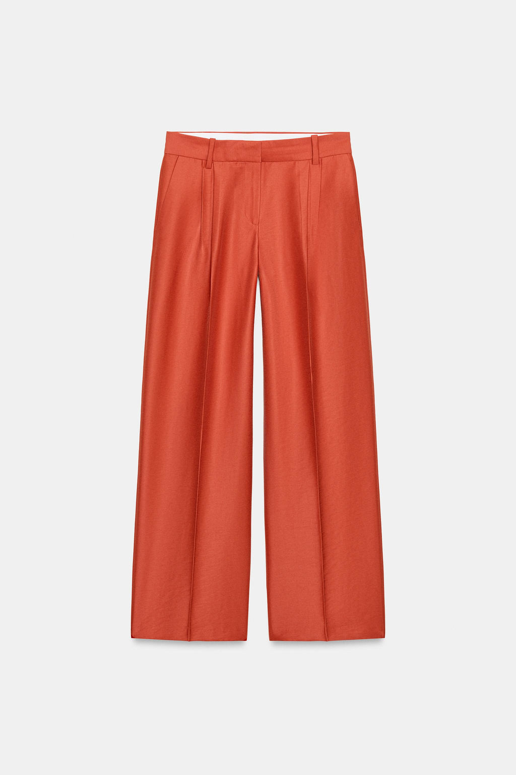 PANTAL?N RECTO PINZAS / Naranja oscuro - Zara фото 7